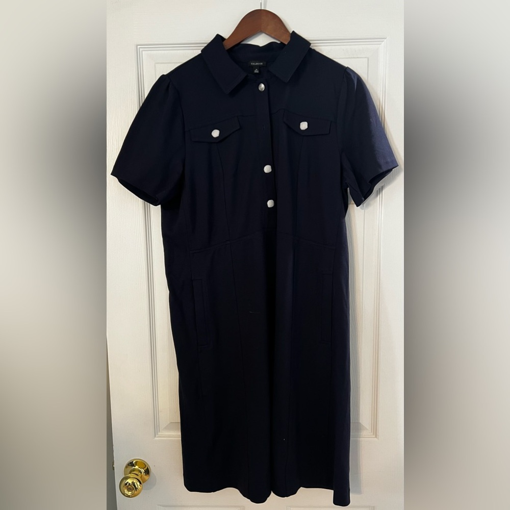 Talbots Navy Button-Up Midi Dress